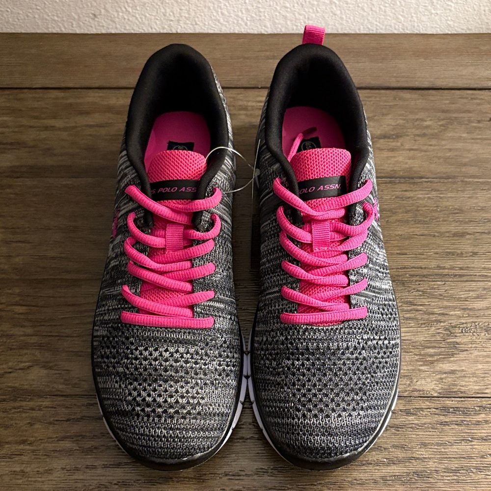 NIB [U.S. Polo Assn.] Iris Black/Grey/Fuchsia Athletic Comfort Sneakers Women’s - Picture 4 of 10